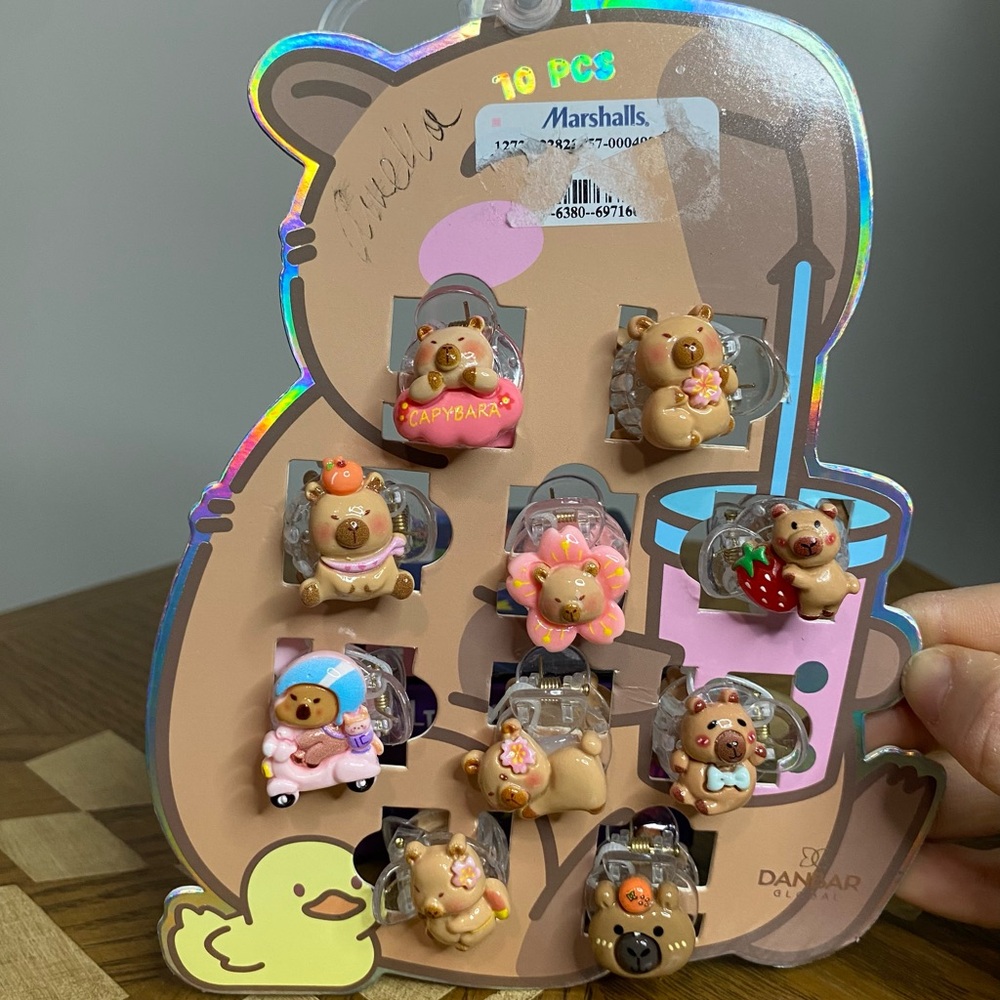 650 Kawaii Capybara Hair Clip Set 10 Pcs Acrylic 3D Animal Accessories NWT